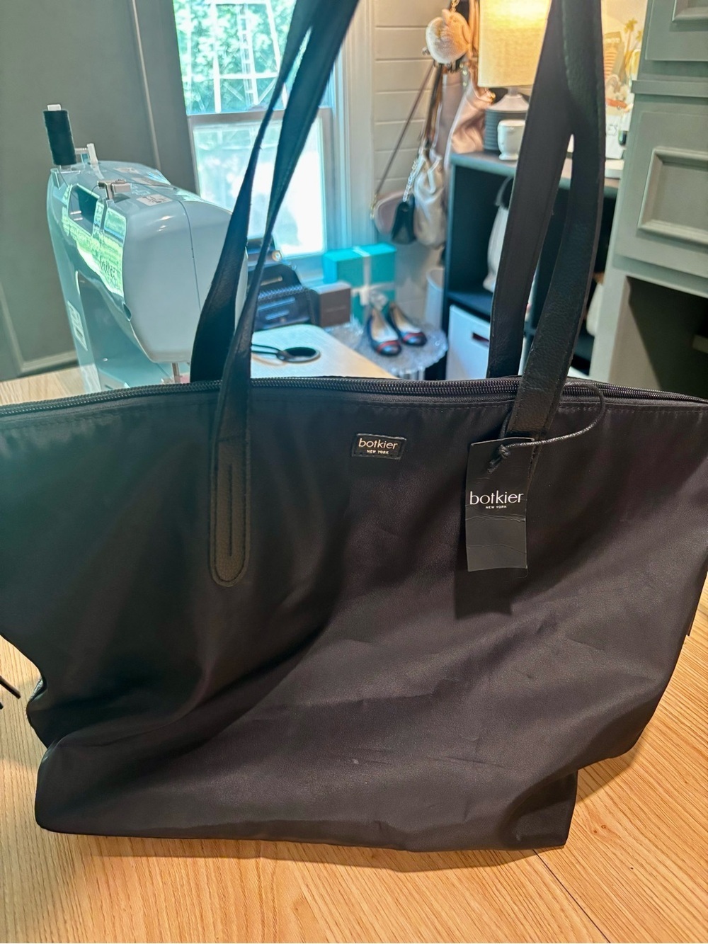 Botkier Black Nylon Tote with Leather-Style Straps - Picture 3 of 12